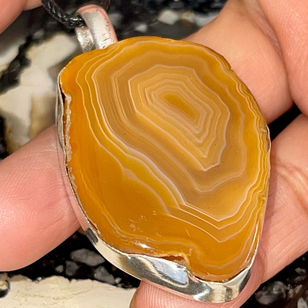 Rustic Brown Solar Agate Pendant 2 1/4”